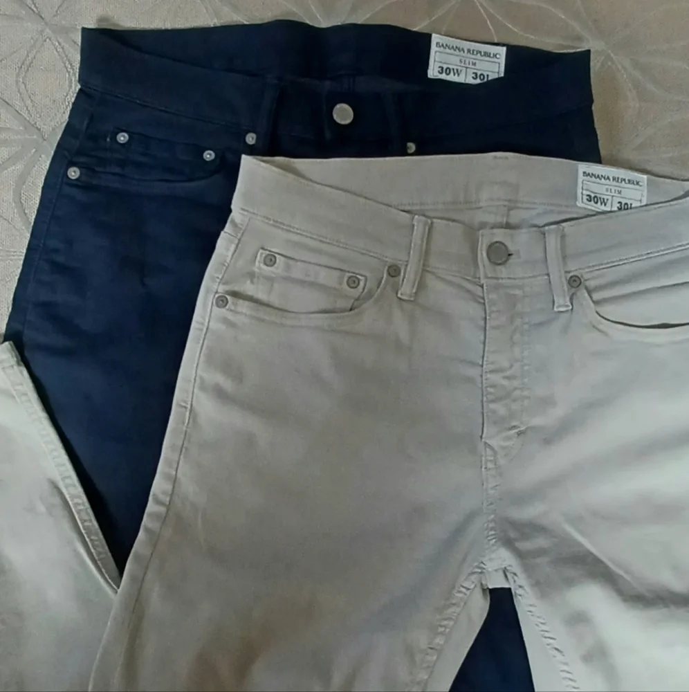 2 Banana Republic Slim Navy and Khaki Pants!